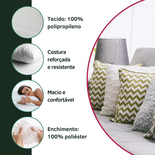 Kit 2 Enchimento Almofada 45x45 Fibra Siliconada Macia Antialérgica Antimofo Macio E Confortável