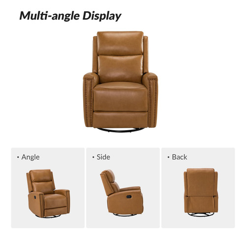 Hulala Home Silla Reclinable Giratoria De Cuero Genuino