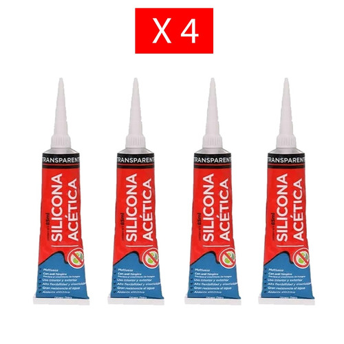 Pack X 4 Silicona Acetica Tacsa 85ml Transparente Universal