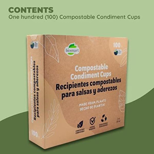 Vasos Compostables Para Condimentos Con Tapa Jacent, Vasos P