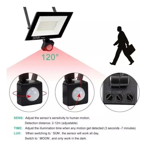 Foco Led Exterior Con Sensor Movimiento 20w Ip66