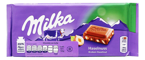 Barra De Chocolate Con Avellnana Milka 100gr