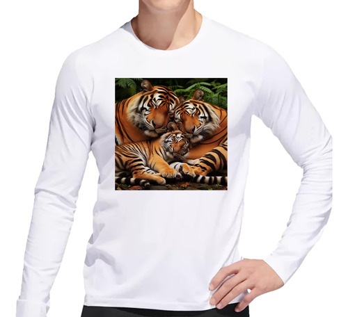 Remera Hombre Ml Tigres Relajandose Familia Selva M2