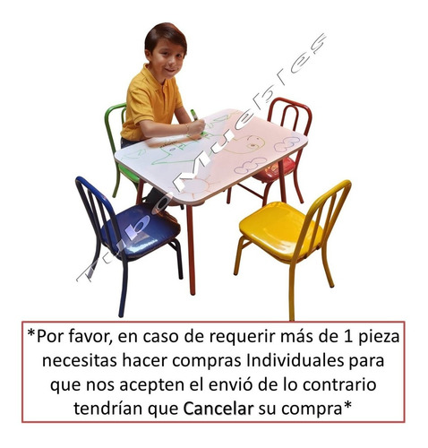 Juego Infantil Mesa Pintarrón Con 4 Sillas Infantiles