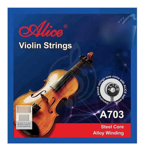 Excelente Set De Cuerdas Violin Alice A703  4/4 3/4