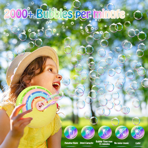 Máquina De Burbujas Portátil Automática Para Niños, Burbujas Color