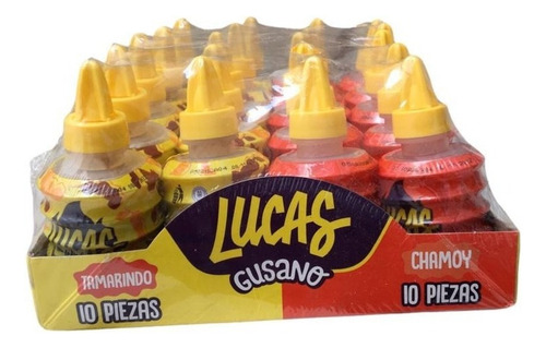 Lucas Gusano Liquido Sabor Tamarind Y Chamoy Dulce 20 Piezas