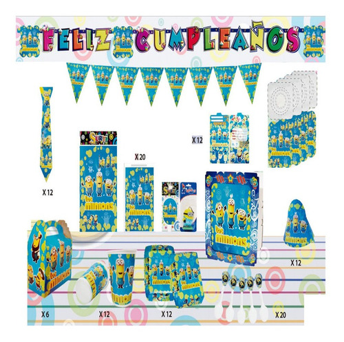 Decoración Infantil Fiesta Minions Set X24