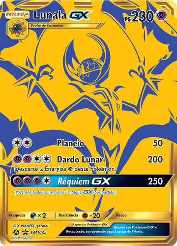 Lunala Gx Carta Pokemon Dourada 