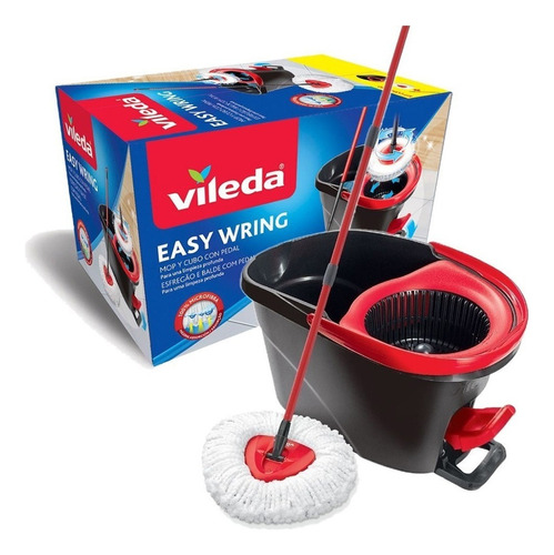 Vileda balde easy wring pedal centrifugo y mopa rojo y negro