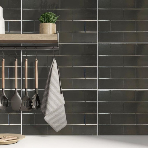 Ceramica Simil Subway Negro 31x53 1ra Lourdes Cocina