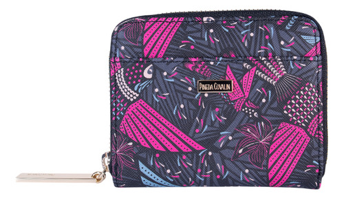 Cartera Chica Saffiano Pineda Covalin Diseño Colibrí Negro/rosa