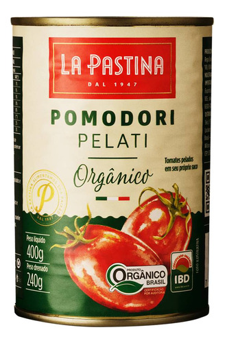 Pomodori Pelati Tomate Italiano Organico La Pastina 400g