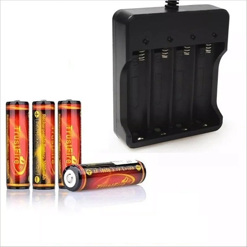 Kit 4 Baterias Trustfire 18650 + Cargador Para 4 Baterías