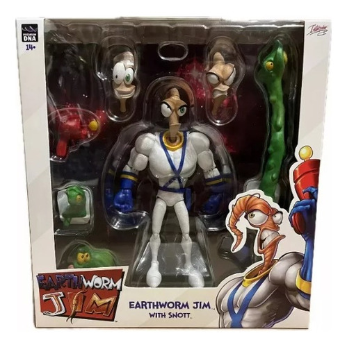 Figura Jim Lombriz Original Earthworm Jim Con Accesorios