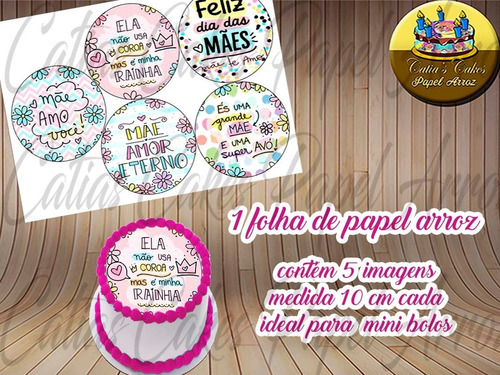 Imagem 1 de 1 de Dia Das Mães Papel De Arroz Para Bolo Redondo 10 Cm