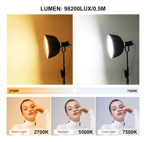 Kit De Luz Rgb Bicolor Led 200 W Para Estudio Con Soporte Dm