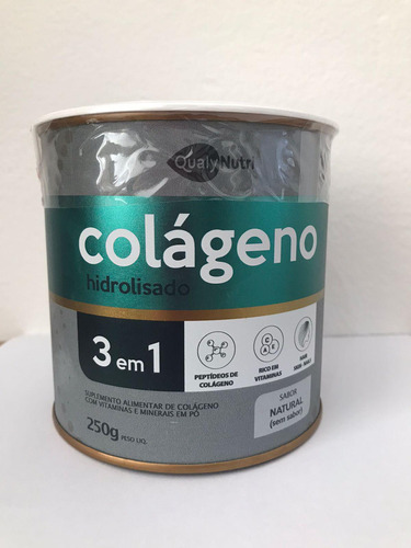 Colágeno Hidrolisado 3em1 250g Qualynutri- Natural Sem Sabor