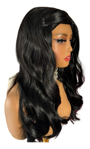 Peluca De Cabello Natural /de Encaje Frontral Oncologica Negro L