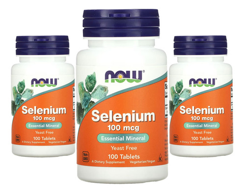 Selênio 100mcg Now Foods Selenium 100 Talets 3un Sabor Sem sabor
