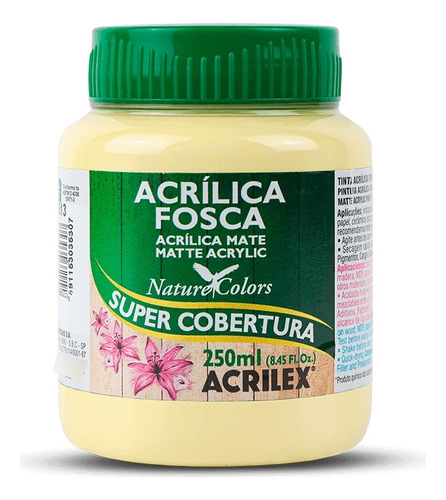 Tinta Acrílica Fosca Artesanato Acrilex 250ml Ótima Cobertur Cor Amarelo Bebê