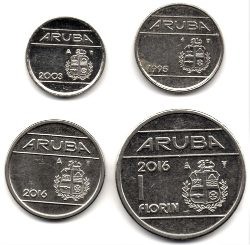 Aruba 5, 10 Y 25 Cents 2003 Y 1 Florín 1995 - 2016