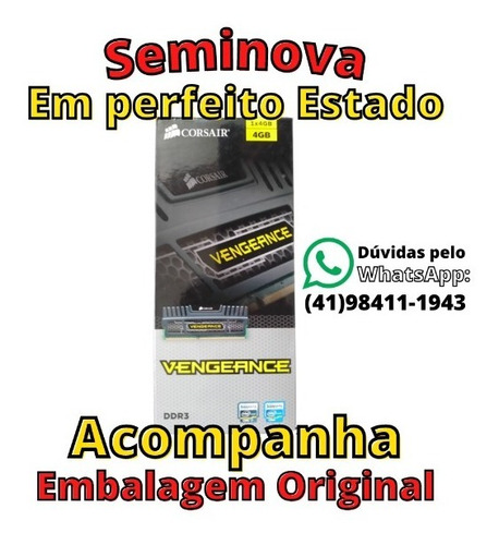 Imagem 1 de 5 de Memória Ram 4gb Ddr3 Corsair Vengeance Original - Seminova
