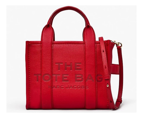 Bolsa Marc Jacobs The Small Tote Bag 100% Original Roja Piel Rojo Lisa Oro Rojo (Usado)
