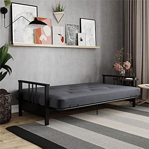 Futon Con Colchon De Microfibra Color Gris Marca Dhp