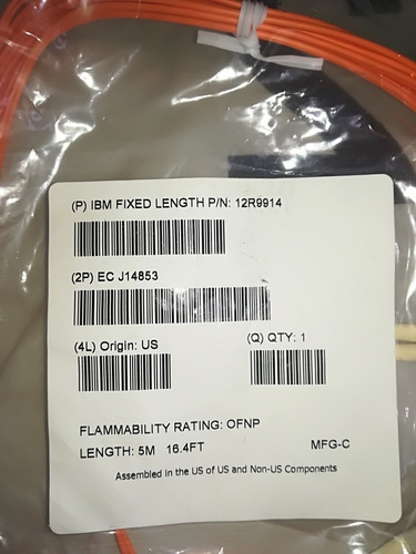 Cable Fibra Óptica Ibm Longitud Fija P/n 12r9914 5m 16.4ft