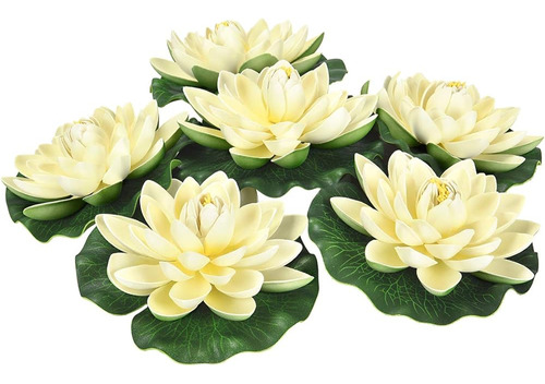 Dolicer Flores De Loto De Espuma Flotante Artificial 6pcs Al