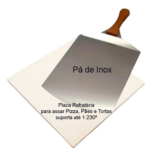 Kit Pedra 40x30 + Pá Inox Pizza + 2 Tela De 30 Cm 