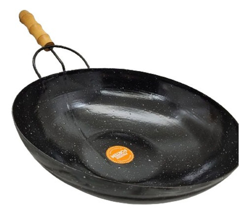 Wok Profunda Chapa Enlozada Mango Madera Gastronomico 36cm