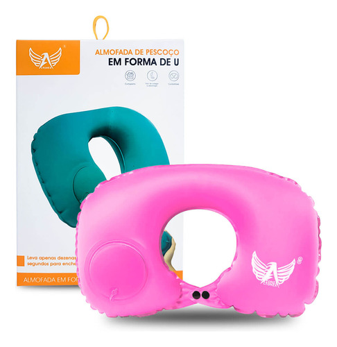 Almofada Encosto De Pescoço Inflável Rosa