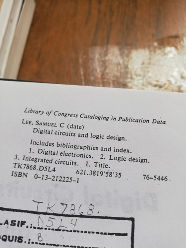 Digital Circuits And Logic Desing (us) Samuel C. Lee (Usado)