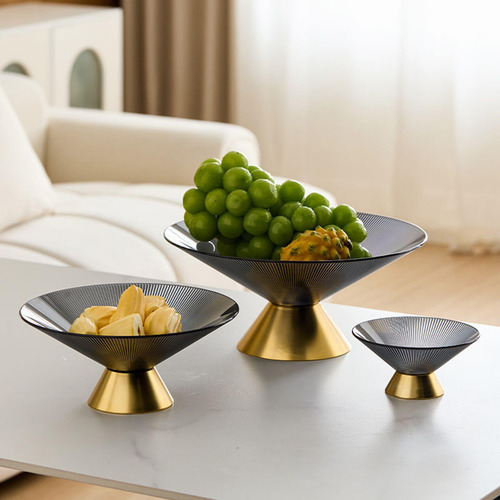 Pedestal Decorativo Tazón De Fruta Soporte De Frutas M Gris