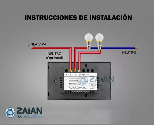 Interruptor Tactil Doble Switch 2 Vías Cristal + Control Rf