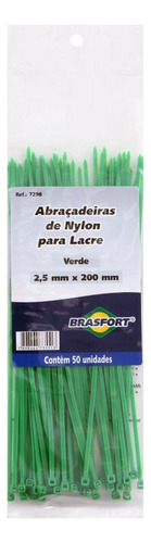 Abracadeira Nylon Brasfort Verde 2,5x200 50 Pecas  7298