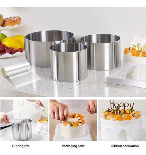 Juego De 3 Anillos De Mousse Para Tarta, 6 A 12 Pulgadas, An