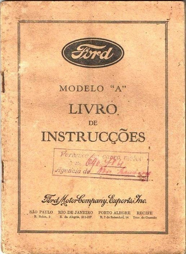 Cópia Do Livro De Instruções Do Ford Modelo A