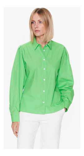Camisa Solid Cotton Regular Fit Mujer Tommy Hilfiger Verde