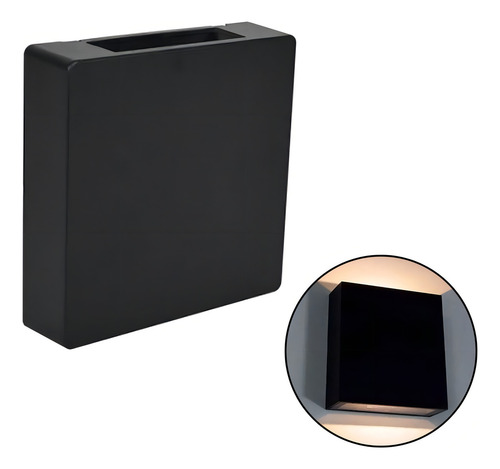 Arandela De Led Clean Quadrada Externa Interna Ip65 3w 3000k Estrutura Preto