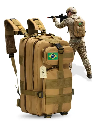 Mochila Tática Bolsa Militar Resistente 30 Litros Impermeável Super Reforçada Bandeira Brasil Brinde Utilizzei