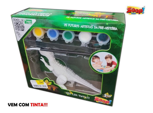 Dinossauro Velociraptor Paint Com Tinta E Pincel Zoop Toys