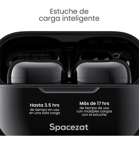 Imagen 4 de 6 de Audífonos Spacebuds In-ear Inalámbricos Touch Bluetooth 5.1 Spcbudsnegrog01 Spacezat Negro
