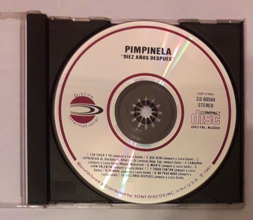 Pimpinela Cd 10 Años Después (sin Carátulas)