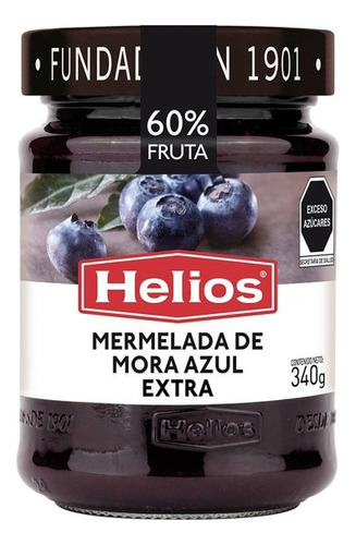 3 Pza Mermelada De Mora Azul Helios Extra 340 G