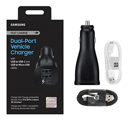 Cargador Auto Original Samsung Dobleusb+cables Tipo C/ Micro