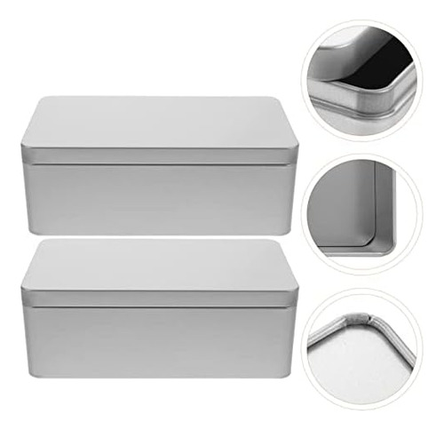 Luxshiny Latas De Metal Rectangulares 2 Piezas Caja De Lata
