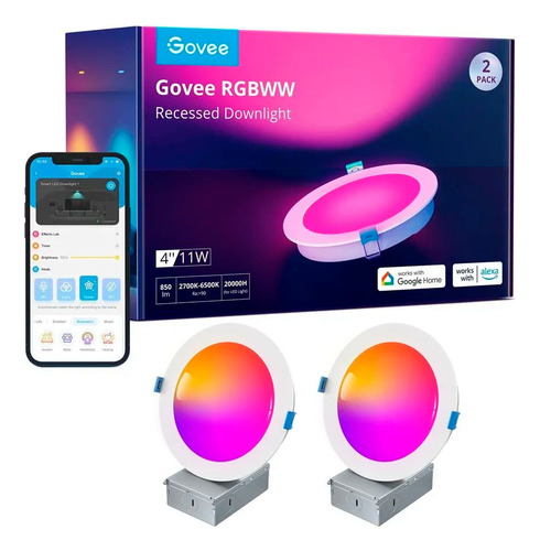 Set De 2x Luces Led Empotrables Rgbww Para Techo Govee